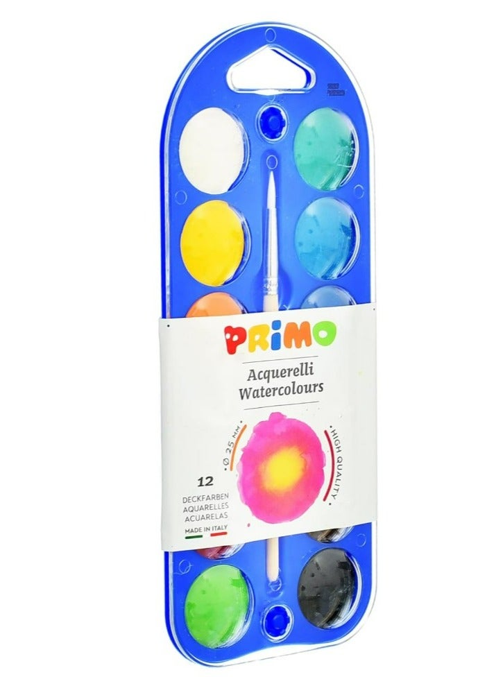 بريمو مجموعة ألوان مائية عالية الجودة مع فرشاة طلاء من بريمو 110A12B من 12 لونًا - متعددة الألوان صناعه ايطاليه - Image 3